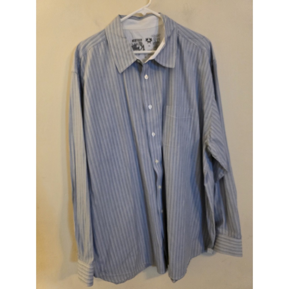 Old Navy Men's XXL Blue/Gray Striped Long Sleeve Button Down Cotton Shirt